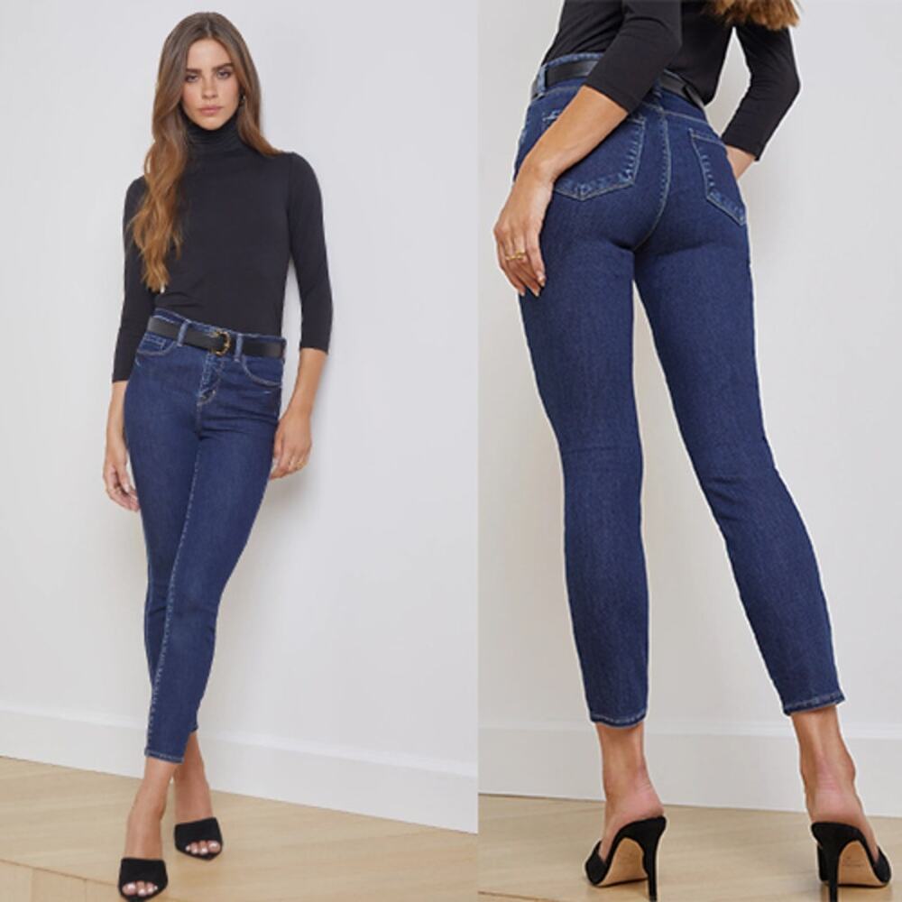 NEW L'agence Stretch Denim High Rise Margot Skinny Jean Blue Dark Wash Size: 24